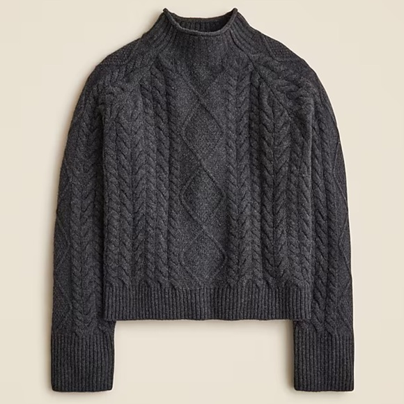 J Crew Cable-knit‎ Rollneck™ sweater in Supersoft yarn Womens Large Grey - Picture 1 of 8